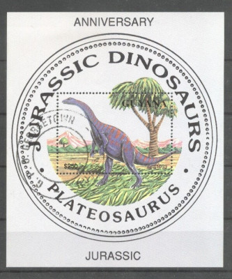 Guyana 1993 Prehistoric animals Jurassic perf sheet used L.121 foto