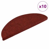 Gossi covorase pentru scari autoadezive, 10 buc., 56x17x3 cm, rosu bordeaux, semirotunde