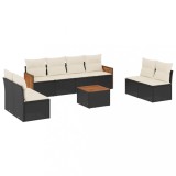 Cumpara ieftin Set mobilier de gradina cu perne, 9 piese, negru, poliratan