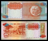 ANGOLA █ bancnota █ 100000 Kwanzas █ 1991 █ P-133x █ CU EROARE █ UNC █ necirculata █