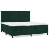 Cumpara ieftin Pat box spring cu saltea, verde inchis, 200x200 cm, catifea