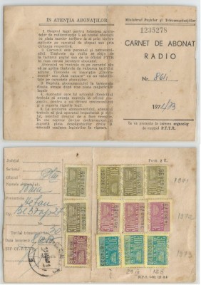 Romania, Carnet de abonat radio, Ploiesti, 1971 foto