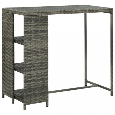 vidaXL Masă de bar cu raft de depozitare, gri 120x60x110 cm, poliratan 313477 foto