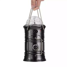 Lanternă pliabilă de camping Magic cool cu ​​lampă disc și USB Lanterna, Felinar, 6 LED + 1 W + 3C culori, Negru