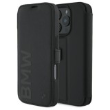 BMW - Signature Leather Wordmark Bookcase (BMBKP16X23RMRLK) - iPhone 16 Pro Max - Black