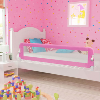 vidaXL Balustradă de protecție pat copii, roz, 180x42 cm, poliester foto