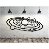 Decoratiune perete Krodesign Planets, diametru 80 cm, negru, VivaTechnix