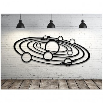 Decoratiune perete Krodesign Planets, diametru 80 cm, negru foto