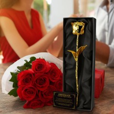 Trandafir placat cu aur 24k StarHome GiftGalaxy foto