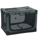 PawHut Cușcă de Transport Pliabilă pentru C&acirc;ini și Pisici cu Pernă, Husă Lavabilă, Uși, din Oxford Respirabil 600D, 76x54x54 cm, Verde | Aosom Romania