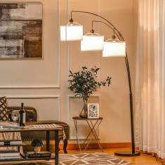 HOMCOM Lampa de Podea cu 3 Lumini si Brate Flexibile Baza din Marmura Inaltime 205cm foto