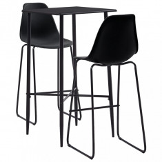 vidaXL Set mobilier de bar, 3 piese, negru, plastic foto