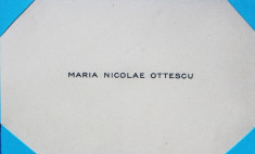 CARTE DE VIZITA MARIA NICOLAE OTTESCU foto