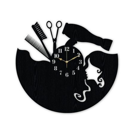 Ceas Salon Coafor din Lemn, Personalizat Ceas Salon Coafor din Lemn, Personalizat
