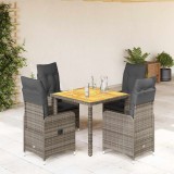 VidaXL Set bistro de grădină cu perne, 5 piese, gri, poliratan