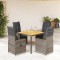 Gossi set bistro de gradina cu perne, 5 piese, gri, poliratan