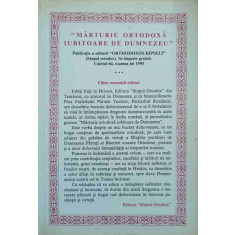 MARTURIE ORTODOXA IUBITOARE DE DUMNEZEU. CAIETUL 64, TOAMNA LUI 1995-PUBLICATIE A EDITURII ORTHODOXOS KIPSELI (S