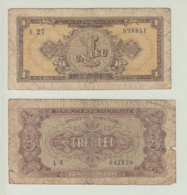 ROMANIA -SET 1 LEU 1952 + 3 LEI 1952 , B1.152 foto