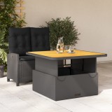 vidaXL Set mobilier de grădină cu perne, 2 piese, negru, poliratan