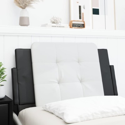 vidaXL Pernă pentru tăblie pat, alb și negru, 80 cm, piele artificială 374834 foto