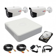 Sistem supraveghere 2 camere Rovision oem Hikvision 2MP, full hd, IR40m, DVR 4 Canale 4MP lite, accesorii si hard incluse SafetyGuard Surveillance