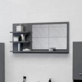 Oglinda de baie, gri extralucios, 90 x 10,5 x 45 cm, PAL GartenMobel Dekor, vidaXL