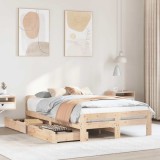 vidaXL Cadru de pat fără saltea, 135x190 cm, lemn masiv de pin