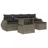 Set mobilier gradina cu perne, 6 piese, gri, poliratan