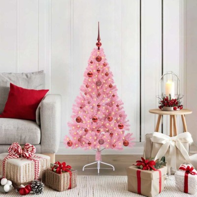vidaXL Pom de Crăciun artificial pre-iluminat Roz 120 cm PVC 3397050 foto