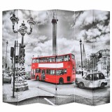 Cumpara ieftin Paravan camera pliabil, 228x170 cm, imprimeu autobuz, negru/alb