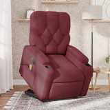 VidaXL Fotoliu de masaj electric rabatabil cu ridicare roșu vin textil