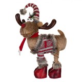 Figurină Decorativă Crăciun, Cerb, &Icirc;nălțime Reglabilă, Fular Roșu, Multicolor, 75-98 cm, Oem