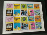 Mini-Coală Oman - Istoria Zborului și Programul Spațial Apollo, Baloane Montgolfier, Rachete, Cosmos, Aviație, 10v - Ștampilate -A333