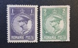 Regele Carol al II-lea (Emisiunea Uzuală, 1930&ndash;1931) - Pereche de 2 Mărci Poștale (1 LEU Violet și 2 LEI Verde, Dintelate, Neștampilate) RO1
