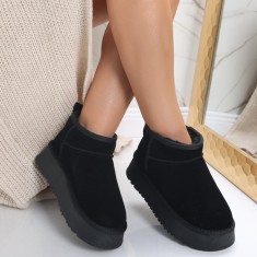 Cizme Dama Imblanite Negre din Piele Naturala Intoarsa Rayssa, 38