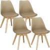 Set 4 scaune dining Verdhe pentru bucatarie cu perna tapitata cu piele ecologica, 44x82cm, maro Household NewTrend, Oem