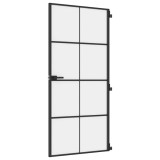 Cumpara ieftin Usa de interior negru 93x201,5 cm sticla securiz./aluminiu slim
