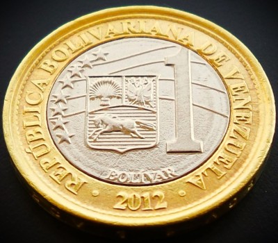 Moneda bimetal 1 BOLIVAR - VENEZUELA, anul 2012 * Cod 1001 = A.UNC foto