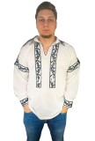 Bluza tip ie barbati RB 331, marime L, alb/maro latte, Bumbac