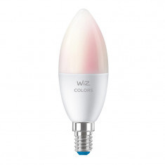 Bec LED Inteligent WiZ White, Wireless, Bluetooth, 4.9 W, C37, 470 lumeni, 6500 K reglabil, RGBW, A+, E14 foto