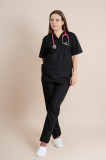 Costum Medical Negru Unisex Poplin 110g Cesare - 2XL