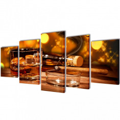 Set tablouri de perete, imprimeu whiskey si trabuc, 200 x 100 cm foto