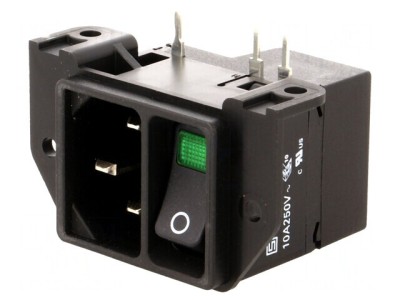 Conector Alimentare AC Soclu Tată 10A IEC 60320 C14 THT foto