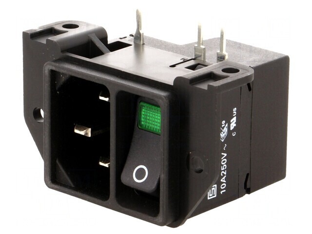 Conector Alimentare AC Soclu Tată 10A IEC 60320 C14 THT