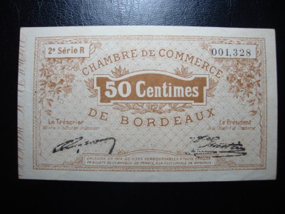FRANTA BORDEAUX 50 CENTIMES 1914 AUNC foto