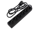 Prelungitor 6 prize 250V 16A negru