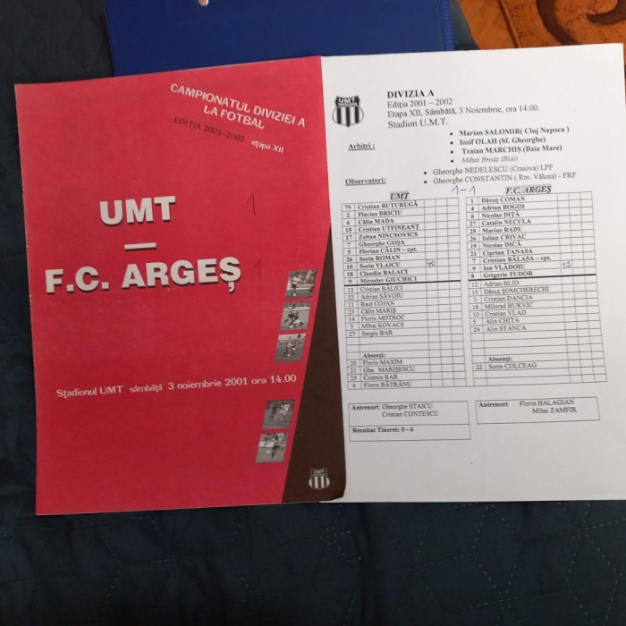 Program +foaie joc UM Timisoara - FC Arges