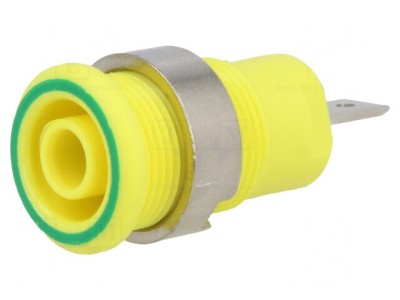 Soclu Banană 4mm 24A Galben-Verde foto