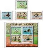 Gabon 1988 - Jocurile Olimpice, sport, serie si bloc neuzat