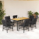 vidaXL Set mobilier de grădină cu perne, 7 piese, negru, poliratan 3212045